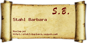Stahl Barbara névjegykártya